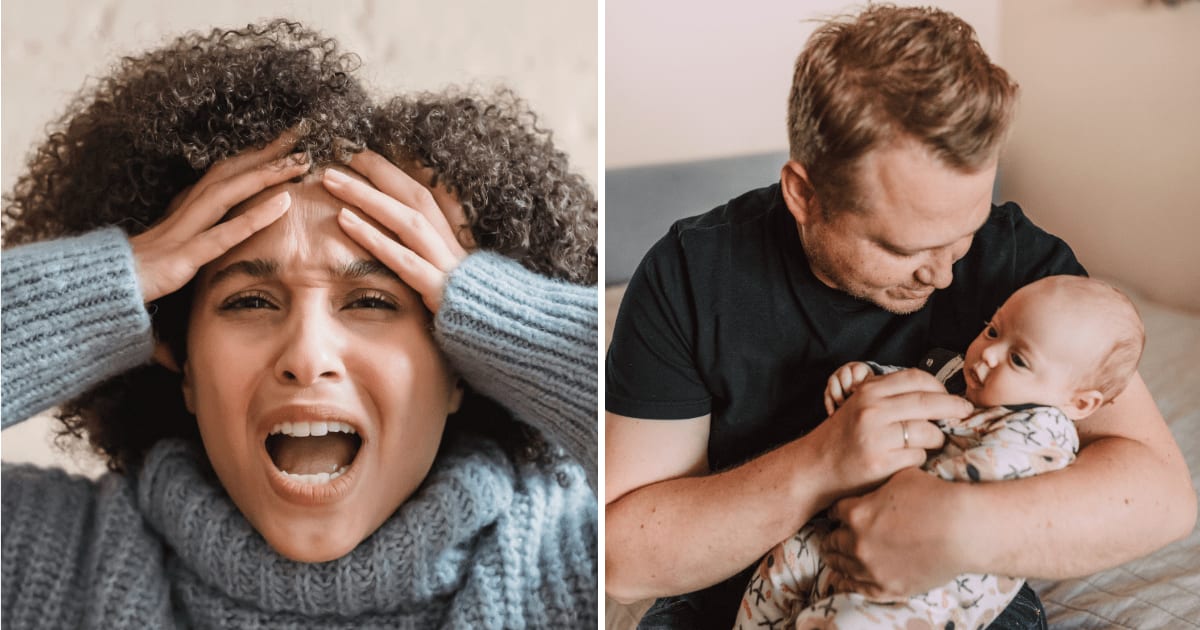 (L) Angry woman. (R) Dad holding newborn. (Representative Cover Image Source: Pexels | (L) Liza Summer, (R) RDNE Stock project)