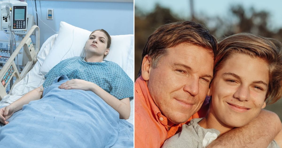 L - A woman lies in a hospital bed. R - A proud father hugs his son. (Representative Cover Image Source: L - RDNE Stock project, R - Kindel Media)