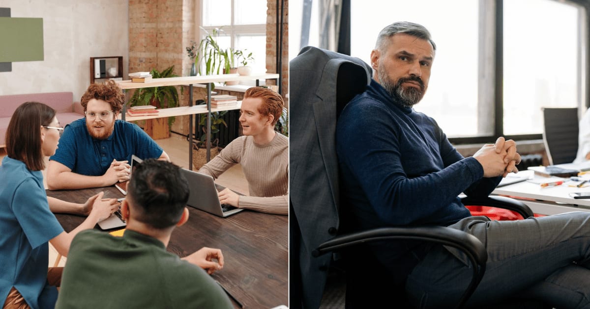 (L) An employee is assisting others in the office. (R) A manager looks frustrated. (Representative Cover Image Source: Pexels| L - Diva Plavalaguna, R - Yank Krukau)