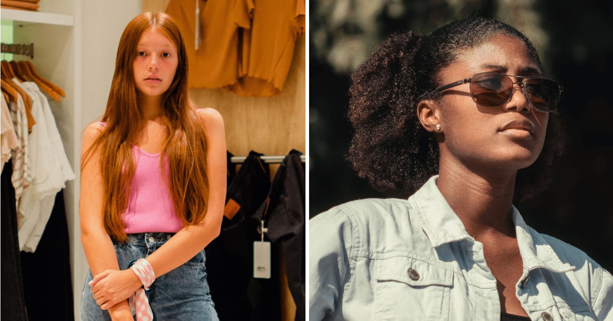 (L) Teenage girl standing in store. (R) Woman looking at someone. (Representative Cover Image Source: Pexels | (L) Elias Jara, (R) Orlando Freire)