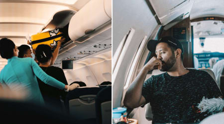 Flight attendant caught a passenger stowing his backpack by an emergency life raft after a warning — her calm response left him speechless