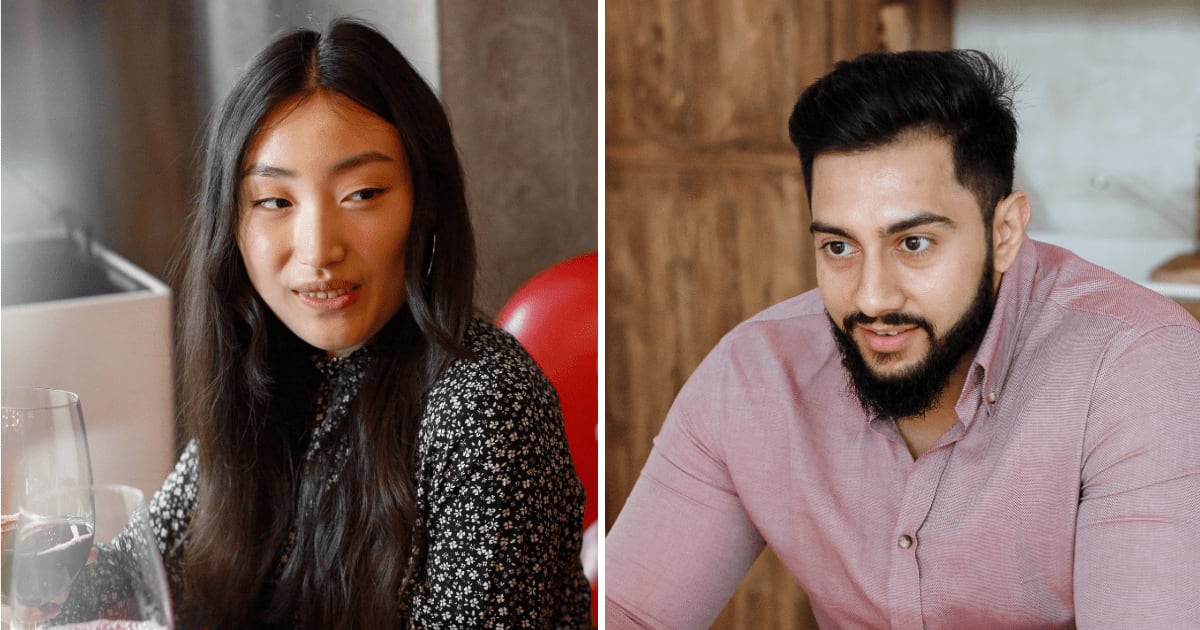 (L) Woman on date, (R) Man looking at someone. (Representative Cover Image Source: Pexels | (L) Gustavo Fring, (R) Thirdman)