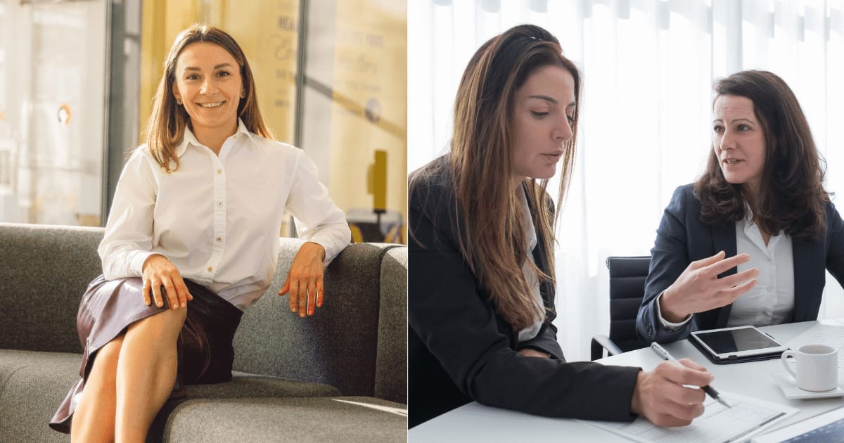 (L) A woman wearing a formal skirt in the office. (R) Female colleagues having a serious discussion. (Representative Cover Image Source: Pexels| L - Shazard R., R - Kampus Production)