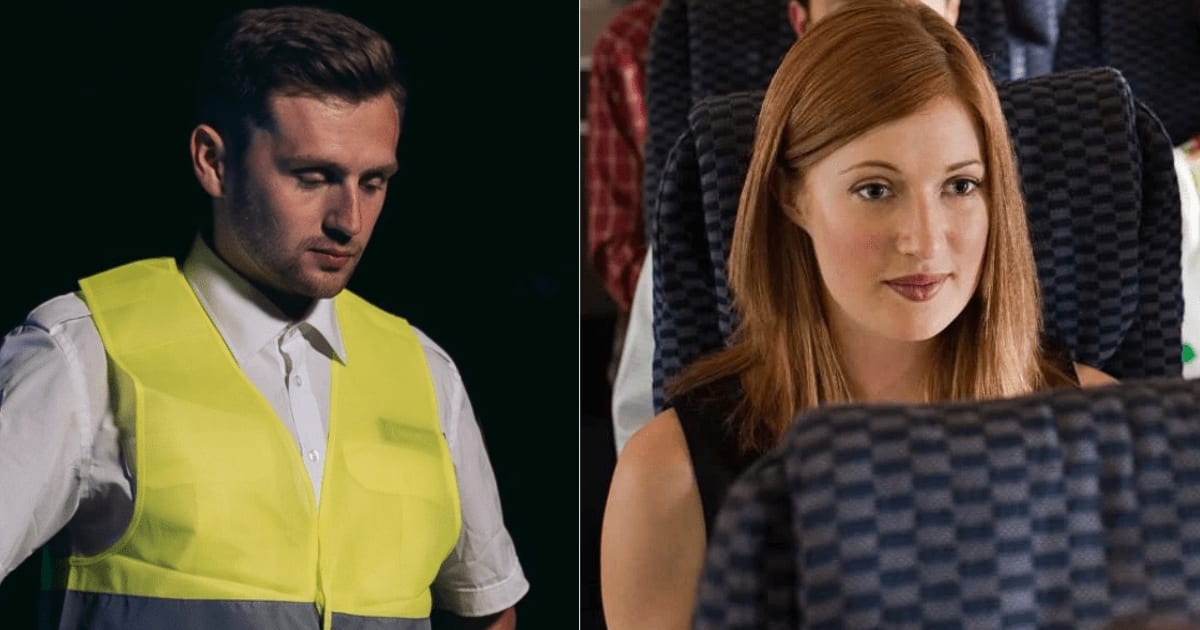 (L) A worker in uniform on duty. (R) A woman in a plane smiling. (Representative Cover Image Source: L - Pexels| Mikhail Nilov, R - Getty Images| Image Source)