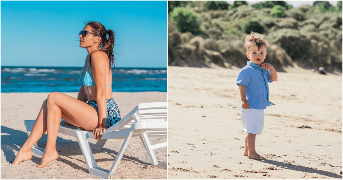(L) A woman sits up and looks intently at the beach. (R) A little boy playing alone at the beach. (Representative Cover Image Source: Pexels| L - Atlantic Ambience, R - Goda Morgan)