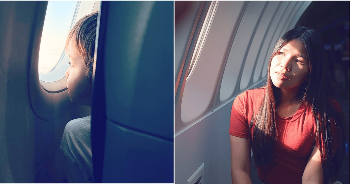 (L) A child looking out from the window during flight. (R) A woman pondering as she smiles to herself on a plane. (Representative Cover Image Source: Pexels| L - Halis Çöllü, R - Alcaponne)