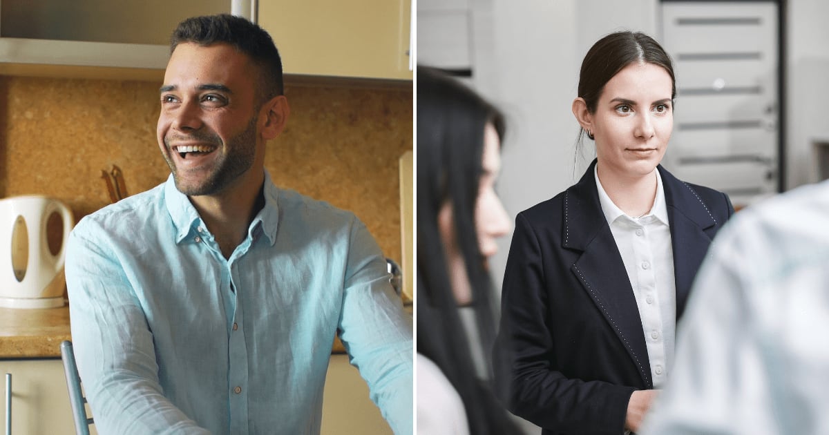 (L) A man laughing at someone. (R) A saleswoman staring at a customer. (Representative Cover Image Source: Pexels | (L) Vitaly Gariev, (R) Mikhail Nilov)