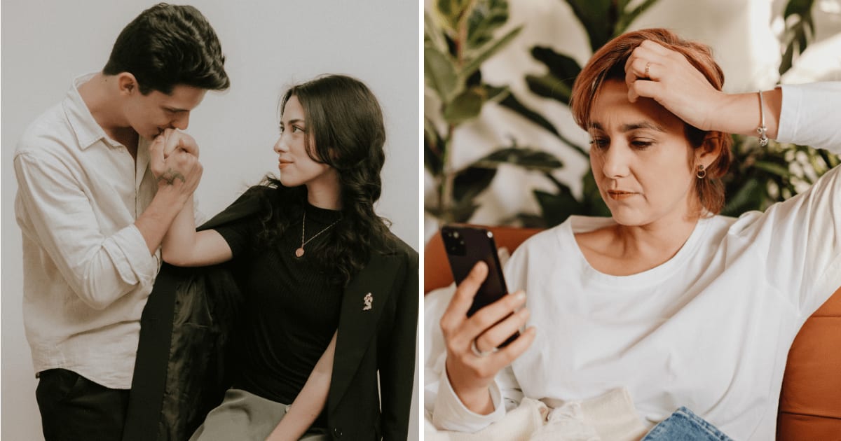 (L) Man flirting with woman. (R) Shocked woman looking at phone. (Representative Cover Image Source: Pexels | (L) Alexander Mass, (R) Kaboompics)