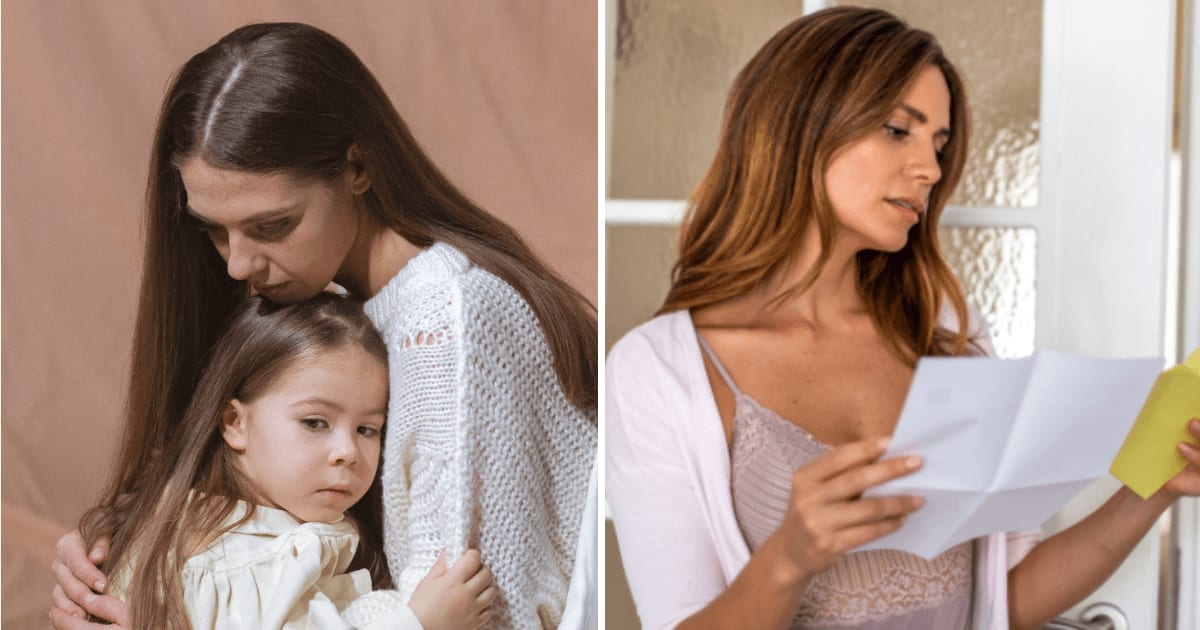 (L) Little girl hugging mother. (R) Woman reading a letter. (Representative Cover Image Source: Pexels, Getty Images | (L) cottonbro studio (R) draganab)