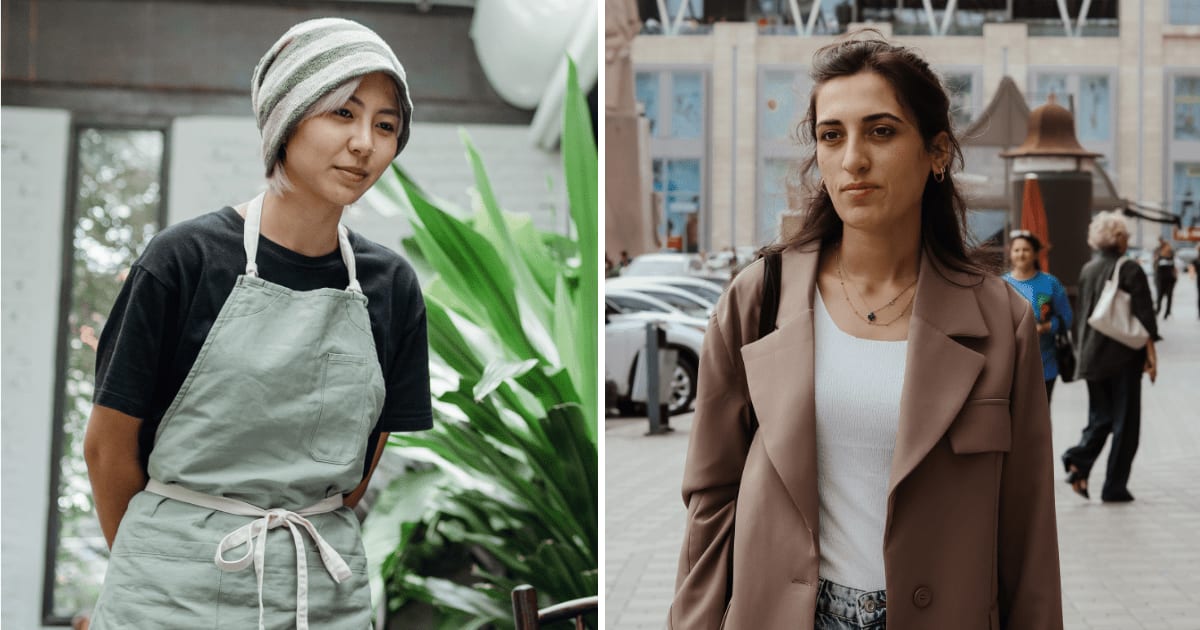 (L) Server talking to customer. (R) Woman walking on street. (Representative Cover Image Source: Pexels | (L) Ketut Subiyanto, (R) sado lavren)