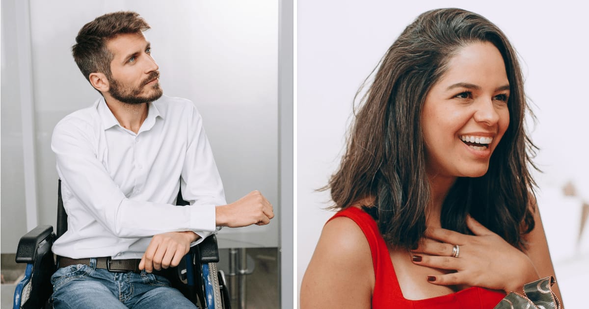 (L) Man sitting in wheelchair. (R) Surprised happy woman. (Representative Cover Image Source: Pexels | (L) Ivan S, (R) Helena Lopes)