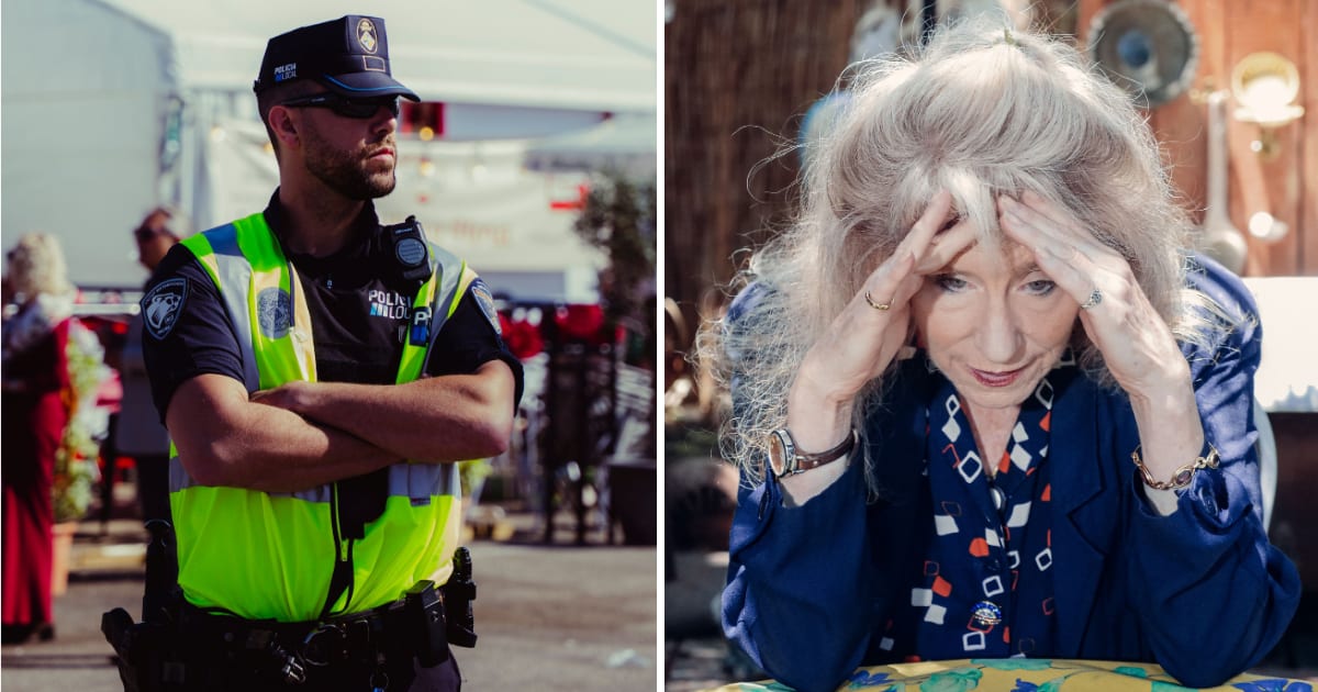 (L) Airport security. (R) Shocked older woman. (Representative Cover Image Source: Pexels | (L) Cristhian David Duarte, (R) Kindel Media)