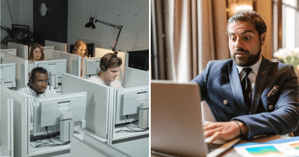 (L) Employees working on their desks. (R) Shocked man in suit using laptop. (Representative Cover Image Source: Pexels | (L) Tima Miroshnichenko, (R) RDNE Stock project)