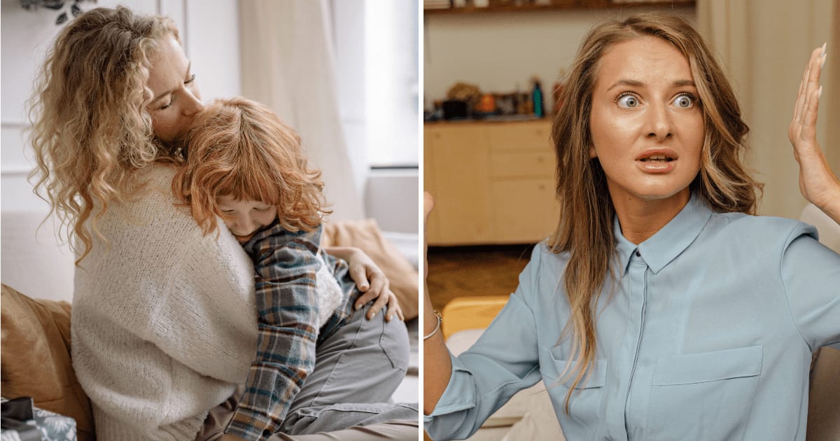 (L) Mom comforting child. (R) Angry woman. (Representative Cover Image Source: Pexels | (L) Yan Krukau, (R) Antoni Shkraba)