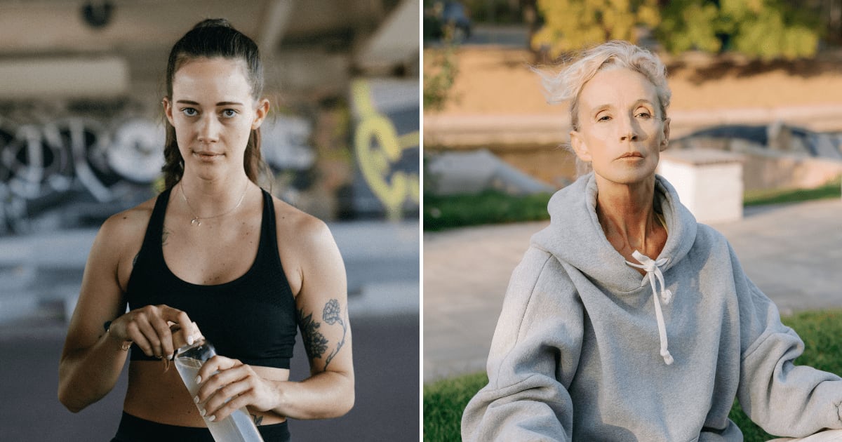 (L) A woman in a sports bra looking at someone. (R) An old woman in a hoodie sitting outdoors. (Representative Cover Image Source: Pexels | (L) KoolShooters, (R) cottonbro studio)