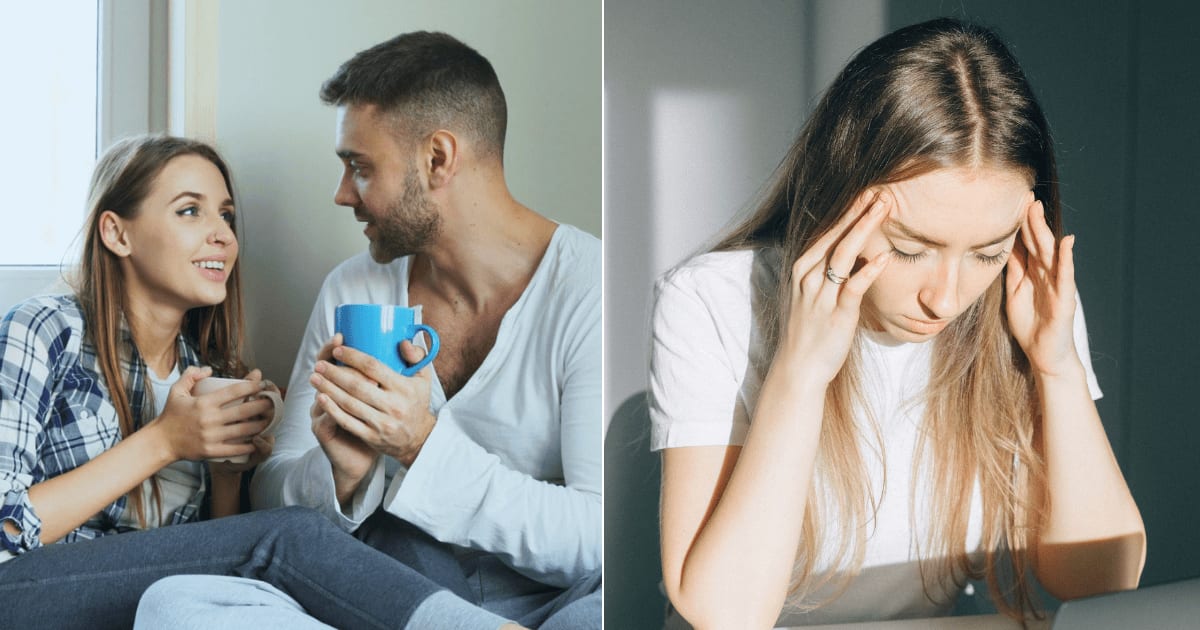 (L) A couple is having a conversation. (R) A woman looks frustrated and annoyed. (Representative Cover Image Source: Pexels| L - Vitaly Gariev, R - Nataliya Voitkevich)