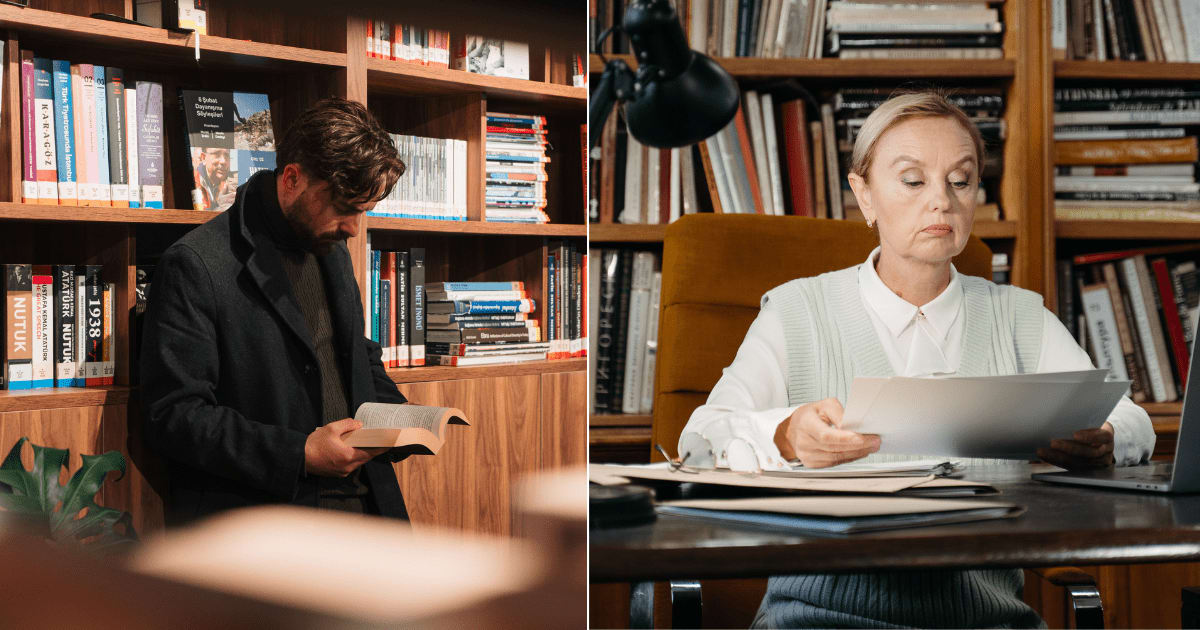 L - A man checking out books at a bookstore. R - A manager at a bookstore looks concerned. (Representative Cover Image Source: Pexels | L - Emre Simsek, R - Tima Miroshnichenko)