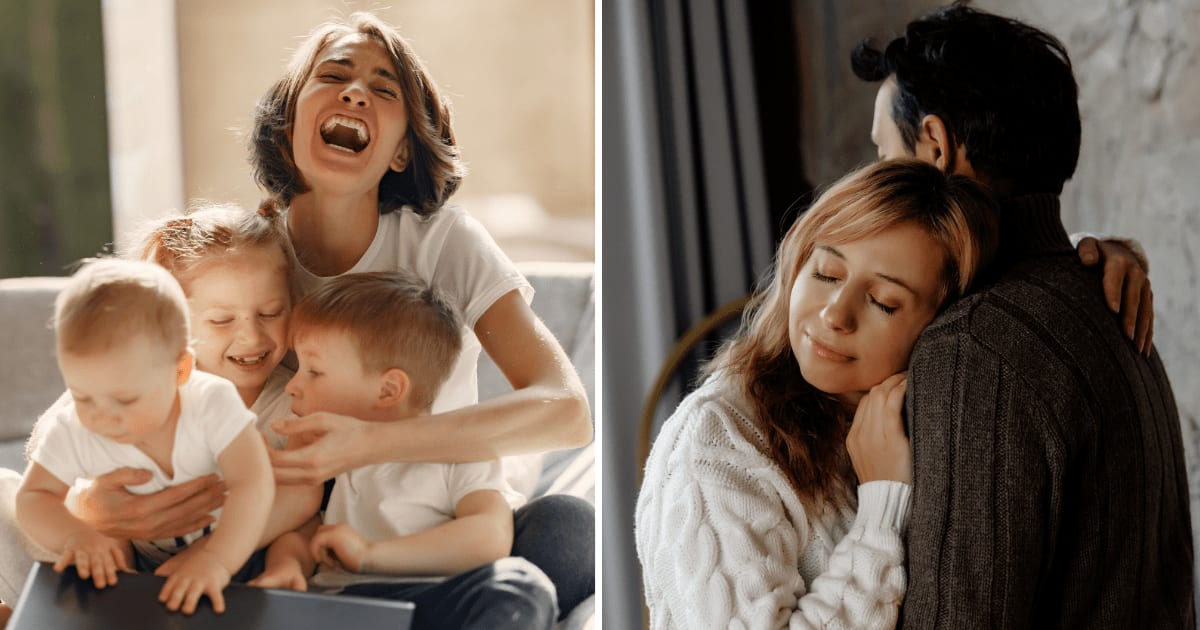 (L) Woman with three children. (R) Woman hugging man. (Representative Cover Image Source: Pexels | (L) Gustavo Fring, (R) Vika Glitter)