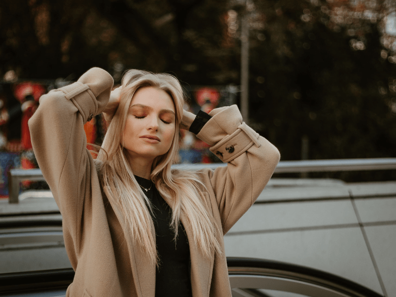 Woman looking annoyed.