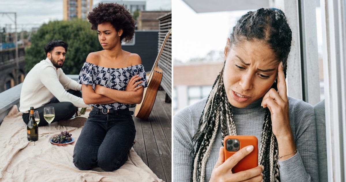 L - An upset couple. R -Unhappy woman, looking at smartphone. (Representative Cover Image Source: Pexels | L - Viktoria Slowikowska, R - Alex Green) 