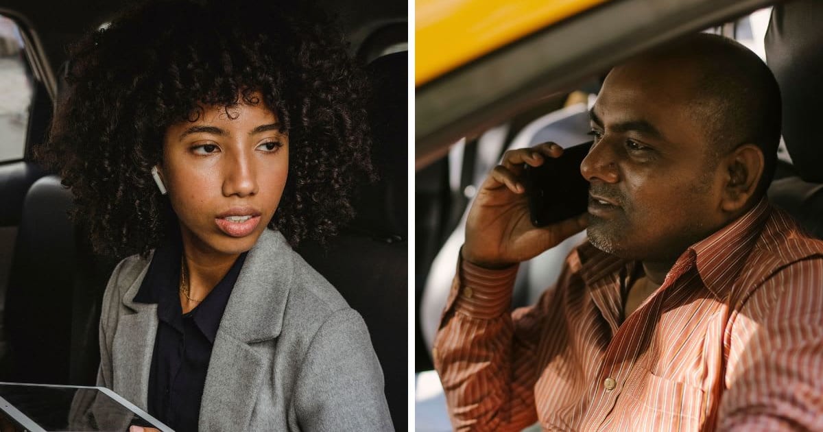 (L) Woman in car's backseat (R) Driver speaking on a call (Representative Cover Image Source:  (L) Pexels, Roberto Hund | (R) Pexels, Tim Samuel)