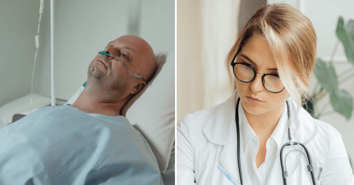 (L) Sick man in hospital. (R) Nurse in the hospital. (Representative Cover Image Source: Pexels | (L) Tima Miroshnichenko, (R) Antoni Shkraba)