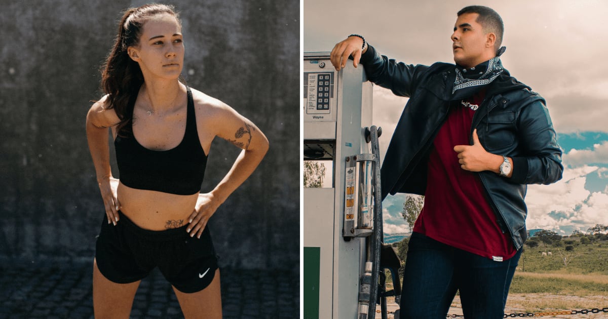 (L) Woman in sports bra and shorts. (R) Man at gas station. (Representative Cover Image Source: Pexels | (L) KoolShooters, (R) RedWolf)