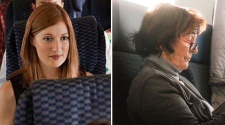 Middle seat passenger fed up with boomer couple passing things across her asked why they didn’t sit together — the wife’s reply left her speechless