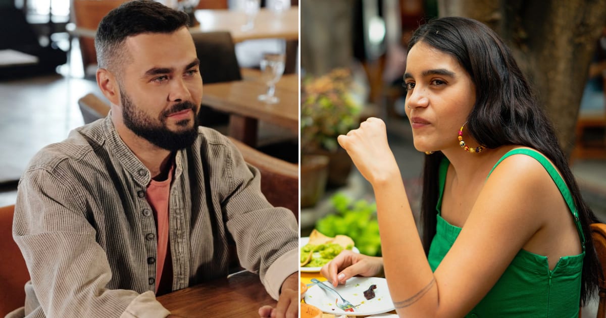 (L) Man on date. (R) Woman smirking. (Representative Cover Image Source: Pexels | (L) Jep Gambardella, (R) Los Muertos Crew)