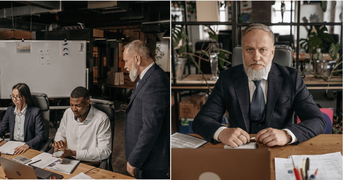 (L) A manager speaking to employees. (R) A manager looks upset. (Representative Cover Image Source: Pexels| L, R - Pavel Danilyuk)