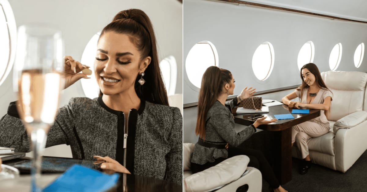 (L) A woman eating on a flight. (R) Two women talking. (Representative Cover Image Source: Pexels | RDNE Stock project)