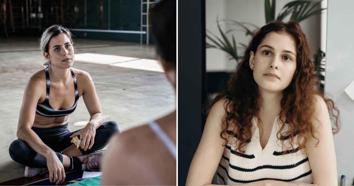 (L) A woman talking to another woman at the gym. (R) A woman looking annoyed. (Representative Cover Image Source: Pexels | (L) Los Muertos Crew, (R) cottonbro studio)