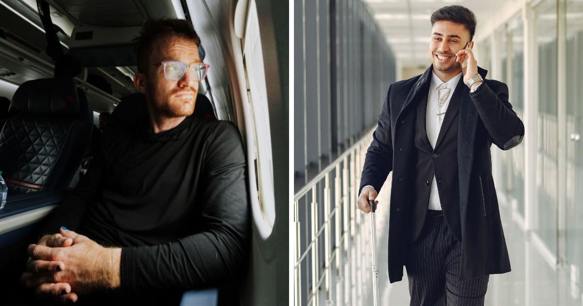 (L) Man in flight on a window seat (R) Man talking on phone at the airport (Representative Cover Image Source: (L) Pexels, K | (R) Pexels, Gustavo Fring)