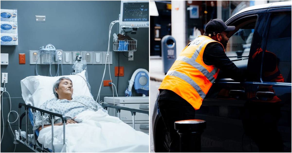 (L) A woman undergoing treatment at a hospital. (R) A valet worker speaking to someone. (Representative Cover Image Source: L - Getty Images| FS Productions, R - Pexels| atlierbyvineeth)