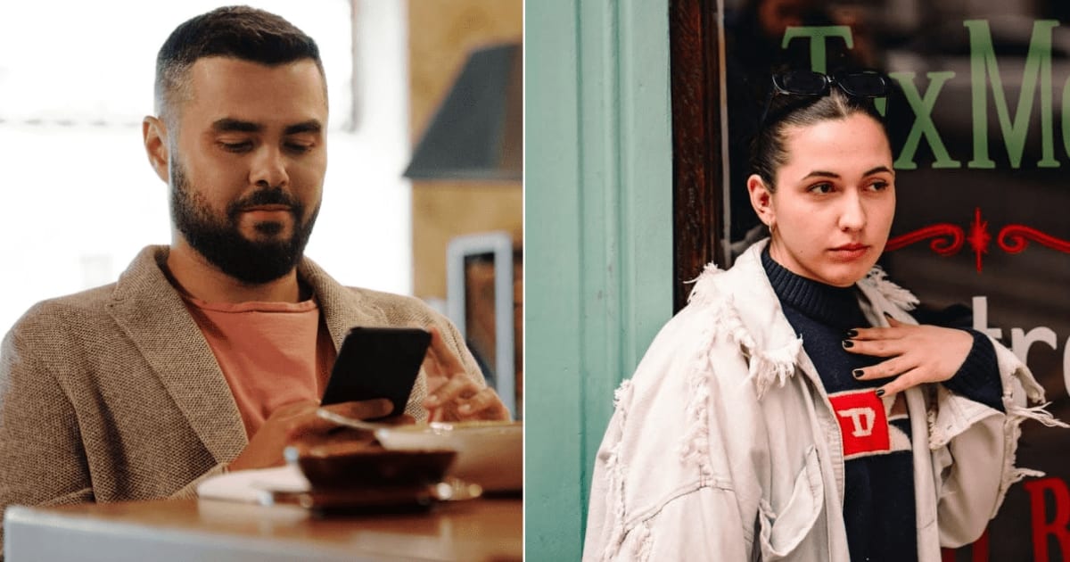(L) Man waiting at a restaurant. (R) Woman leaving a restaurant. (Representative Cover Image Source: Pexels | (L) Jep Gambardella, (R) Mario Amé)