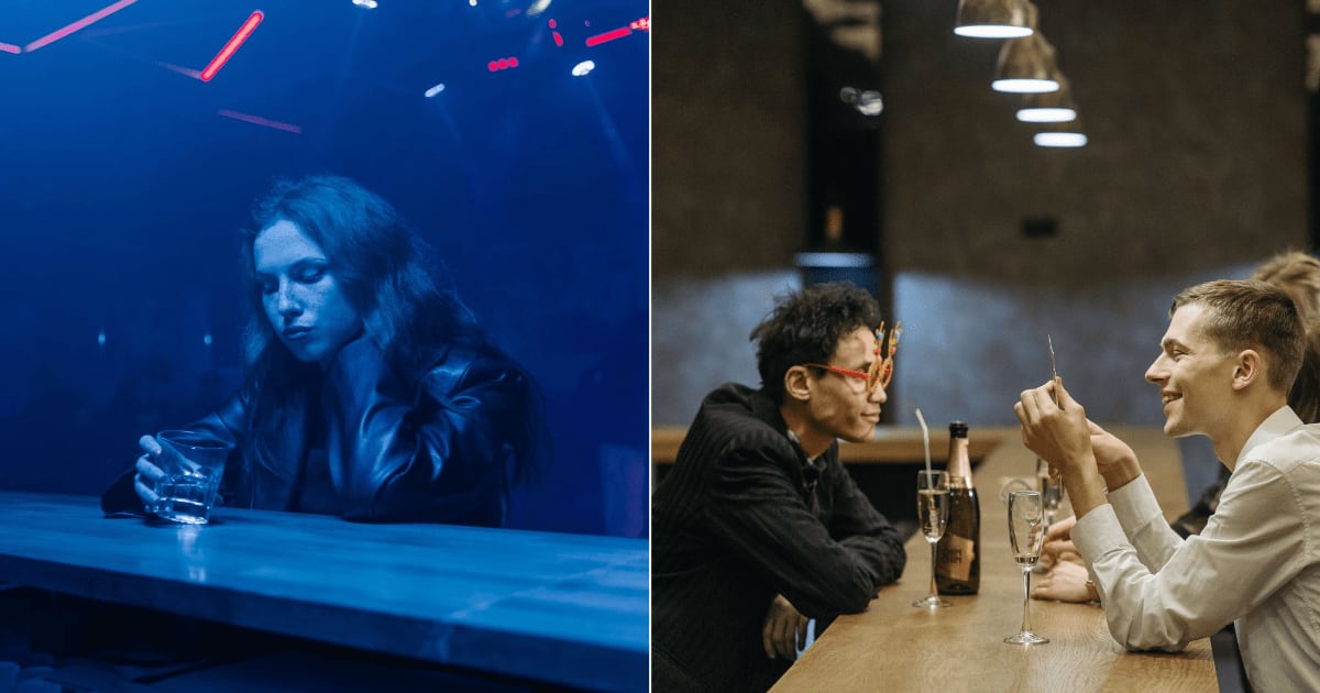 (L) A young woman drinking at a bar. (R) A group of young men enjoying. (Representative Cover Image Source: Pexels| L - Mart Production, R - Pavel Danilyuk)