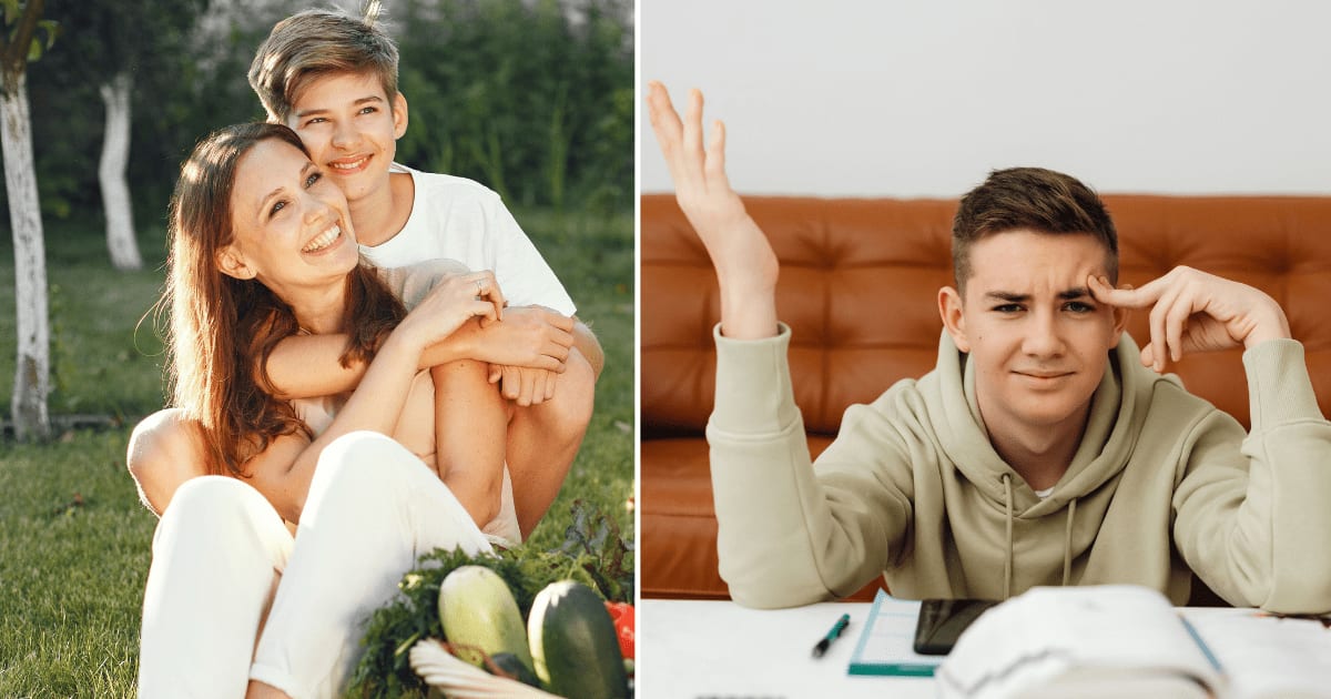 (L) A son hugging his mother (R) A teenage boy looks surprised (Representative Cover Image Source: (L) Pexels, Gustavo Fring | (R) Pexels, Kaboompics)