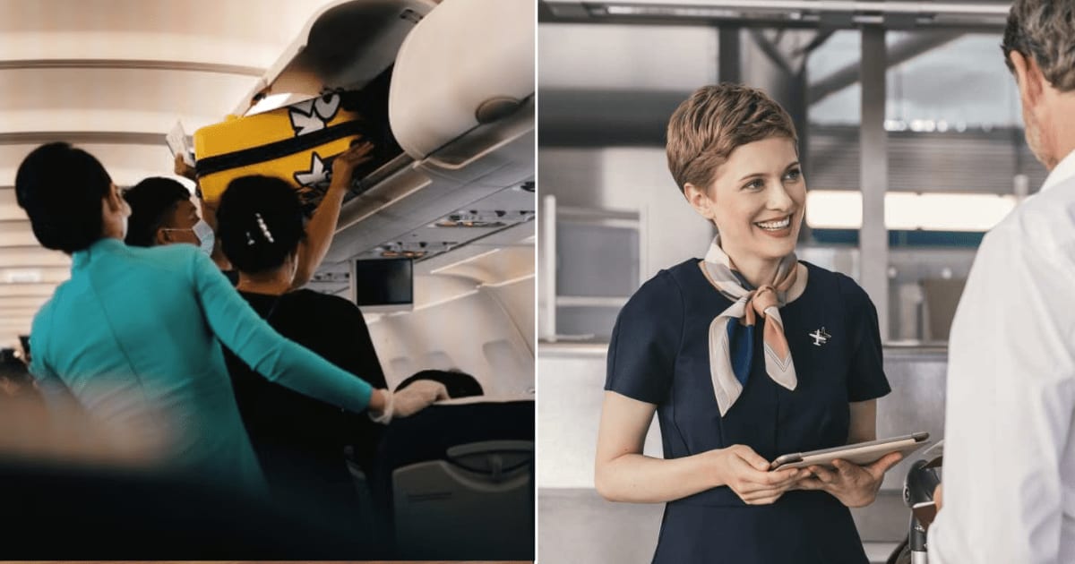 (L) Passengers evacuating. (R) A flight attendant talking to a passenger. (Representative Cover Image Source: (L) Pexels | Pew Nguyen, (R) Getty | westend61)